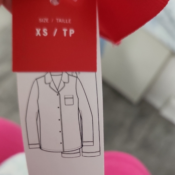 Floral Button-Up Pajama Top with Blue Trim - Picture 3 of 3